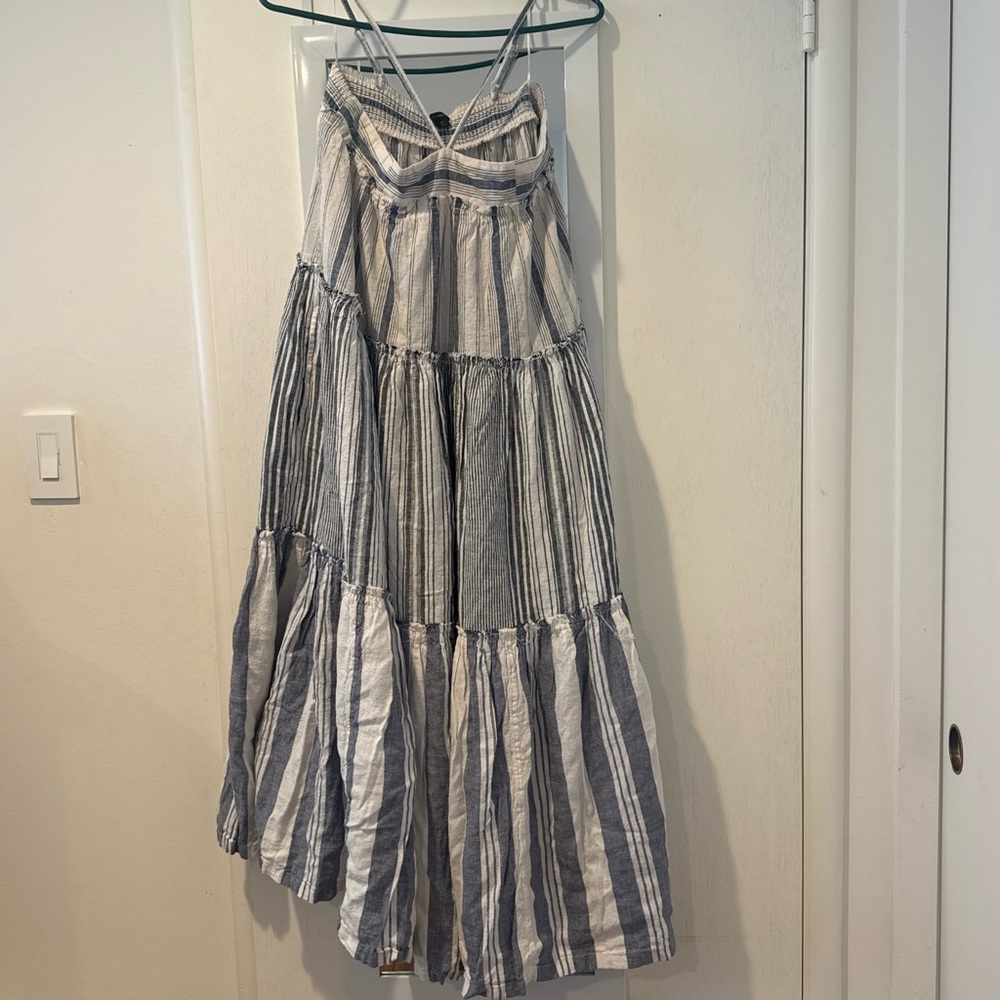 J. Crew Striped Tiered Maxi Dress in Blue and White